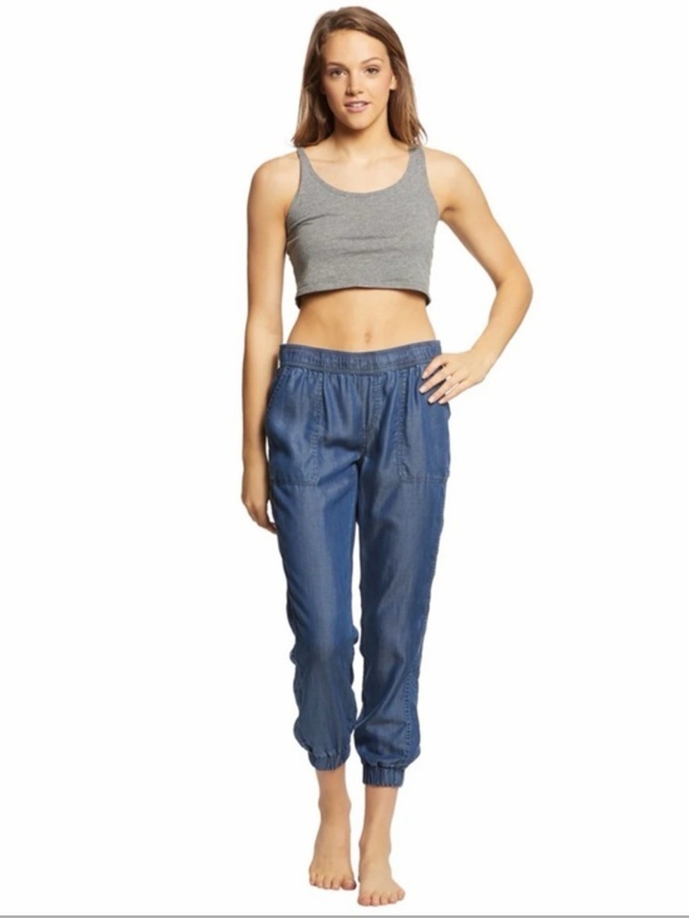 Prana Women’s X Small Aberdeen Crop Joggers Pants XS Blue Lenzing Tencel prAna